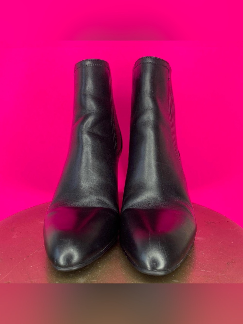 Sam Edelman Gillian Black Leather Wedge Heel Chelsea Ankle Boot US 6.5 UK 4 - Picture 2 of 8